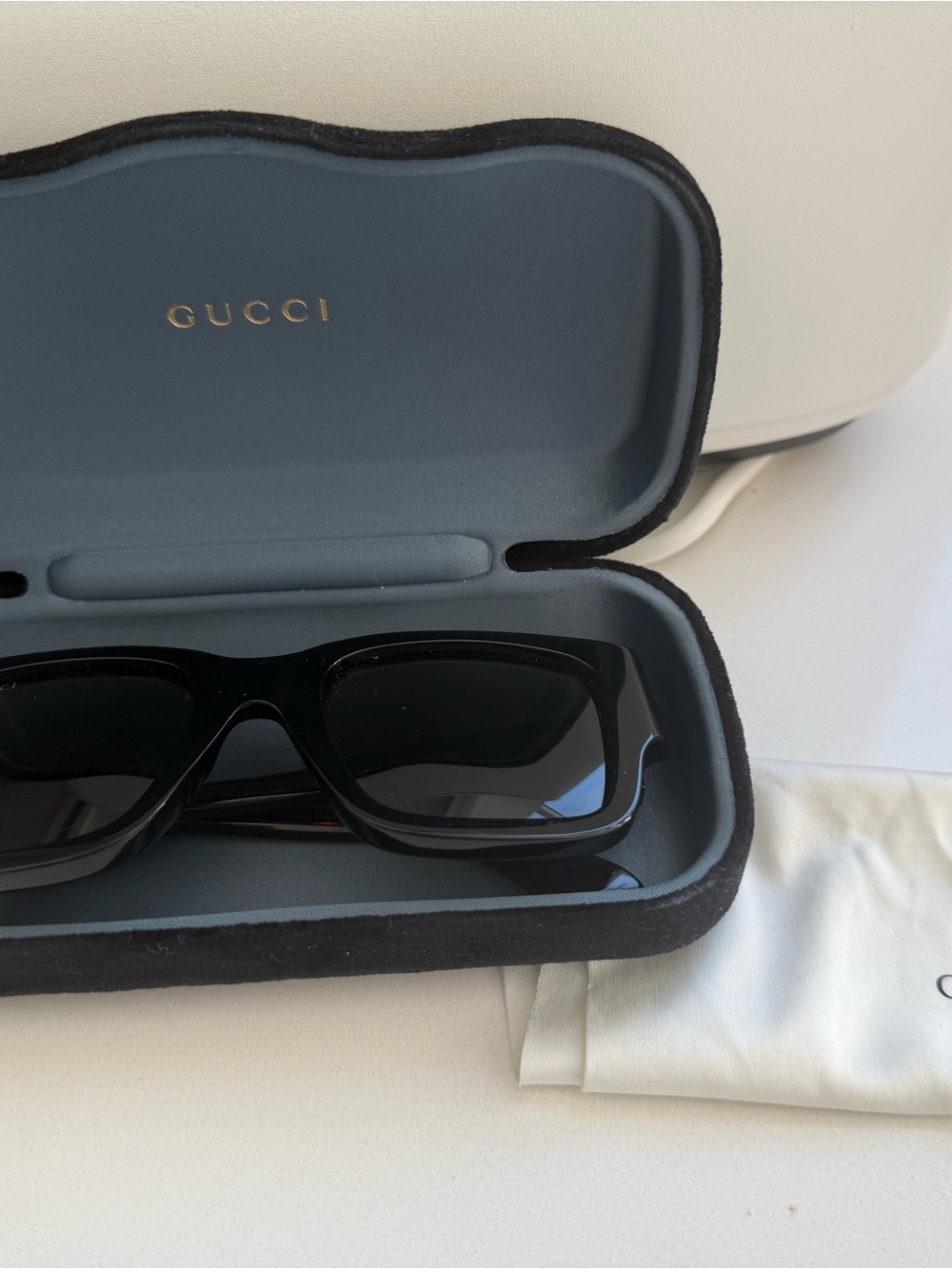 Gucci Black Rectangular Sunglasses